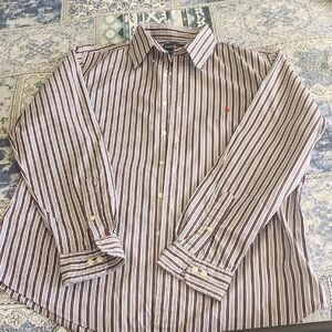 Ralph Lauren Red and White And Black Casual Button Down Shirt